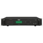 Front view of the Ahuja APZ-504LD Speaker Loop Detector, a black rack-mountable unit with red LED indicators for 10 speaker channels and power switch.