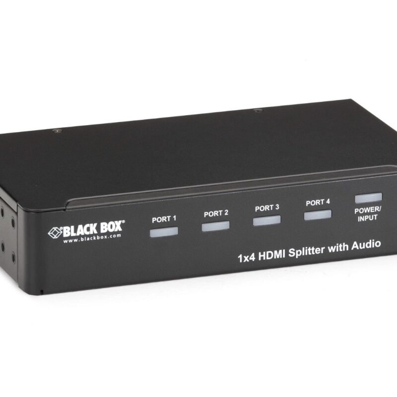 Black Box AVSP-HDMI1X4 HDMI Splitter – 4-Port HDMI Splitter with Audio, Full HD & 4K Support, Compact Design for Seamless Multi-Display Setup.