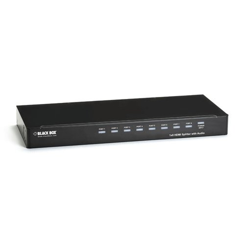 Black Box AVSP-HDMI1X8 8-Port HDMI Splitter with Audio, front view, showing LED indicators