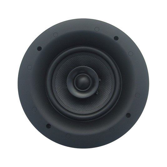 Front view of DNM In-Ceiling Speaker DCS 52KV / 62KV showcasing black Kevlar woofer and magnetic grille design.