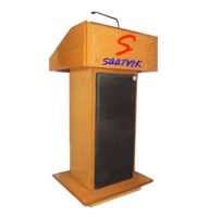 Wooden Podium Stand with inbuilt PA System and Gooseneck Mic