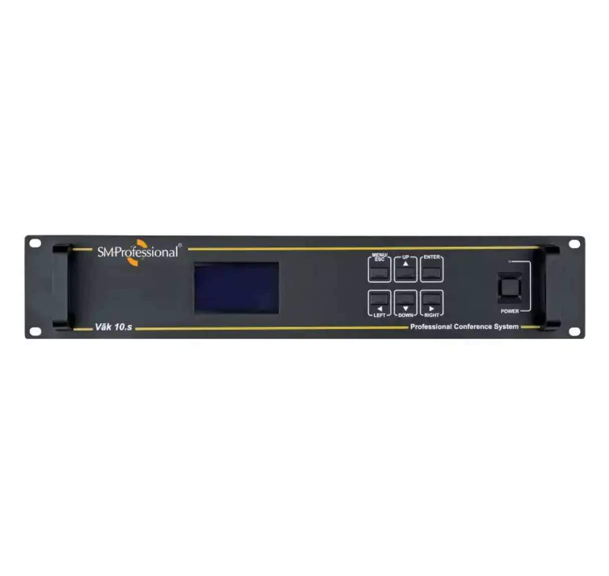 Studiomaster Vāk 10.s Professional Conference System Controller front panel with LCD display.