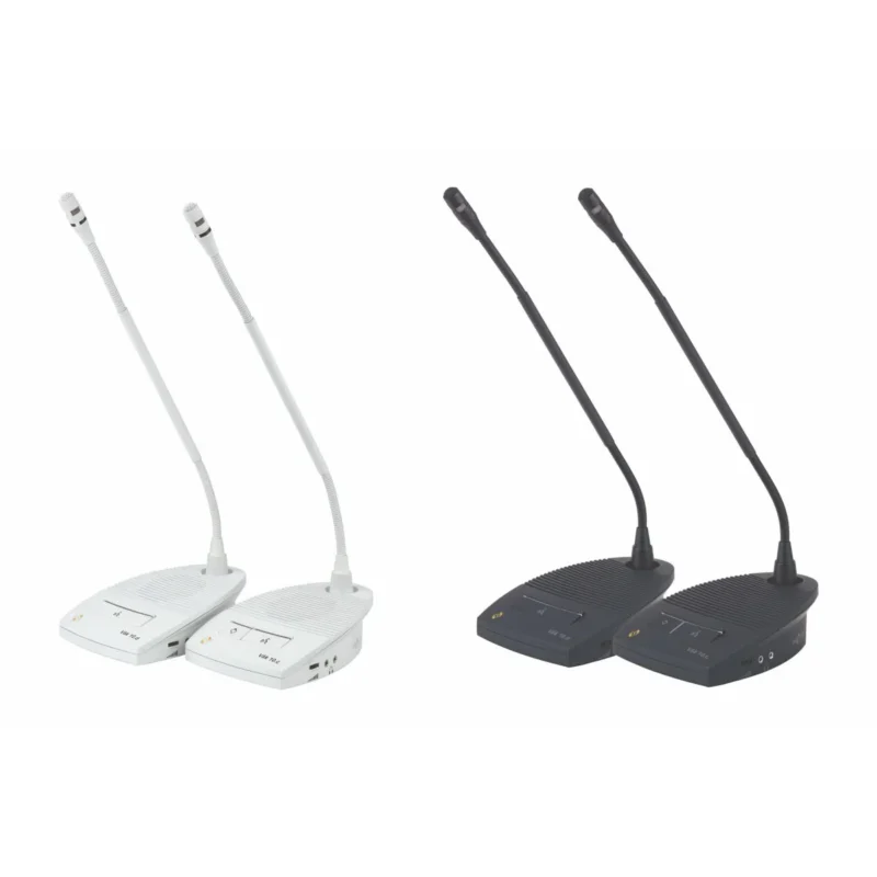 Studiomaster Vāk 10.c Chairman Unit & Vāk 10.d Delegate Unit with built-in speaker and detachable microphone.
