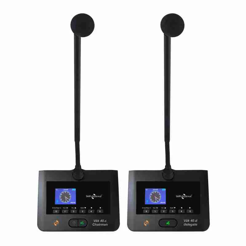 Studiomaster Vāk 40.C and Vak 40.D chairman and delegate wireless conference microphone