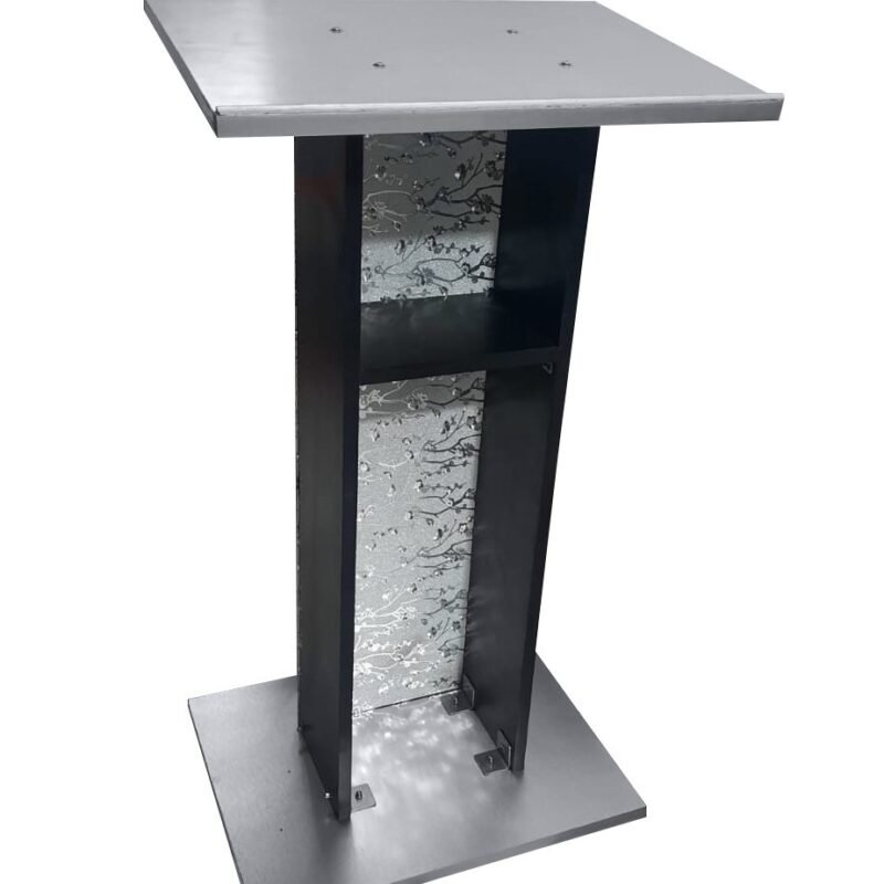Black & Silver Wooden Podium Stand with Two Shelves (SP-552)