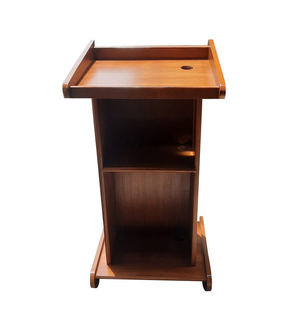 Premium Teak Wooden Podium Stand with Two Shelves for storage