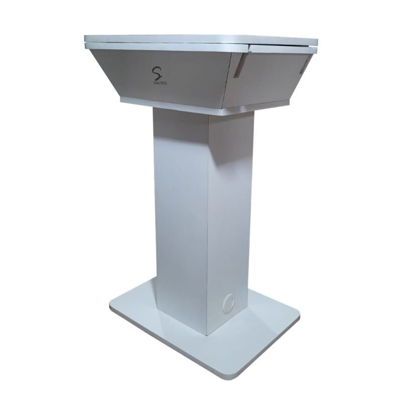Stylish White Digital Wooden Podium Stand