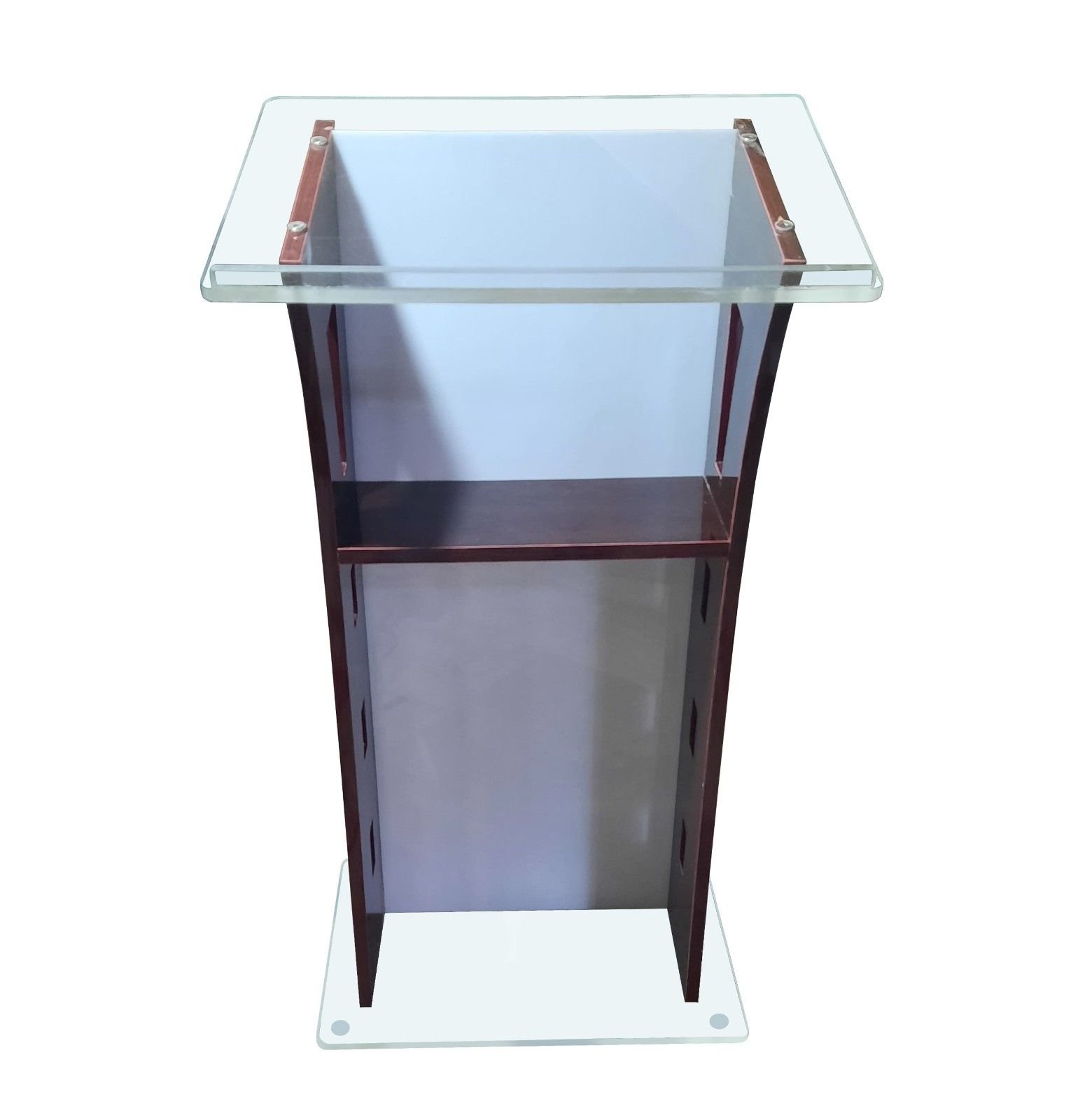 Stylish Acrylic & Wooden Podium Stand with shelf for storage