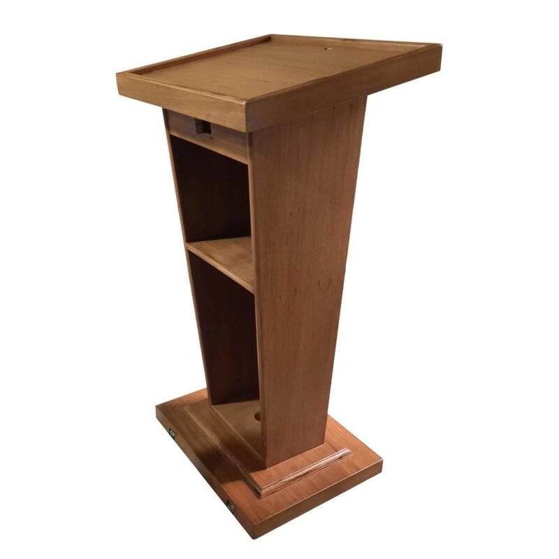 Wooden Podium Stand with 2 Shelves for Storage