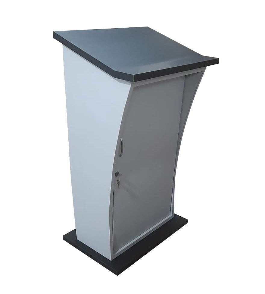 Premium Wooden Podium Stand with Two Lockable Shelves for Storage