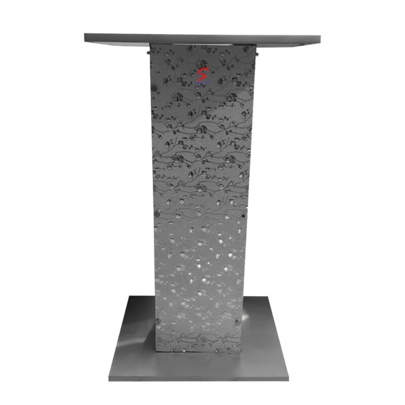 Black & Silver Wooden Podium Stand with Two Shelves (SP-552)