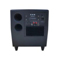 Rear panel of DNM Pace Diamond 12 Subwoofer displaying input/output ports, crossover and volume controls
