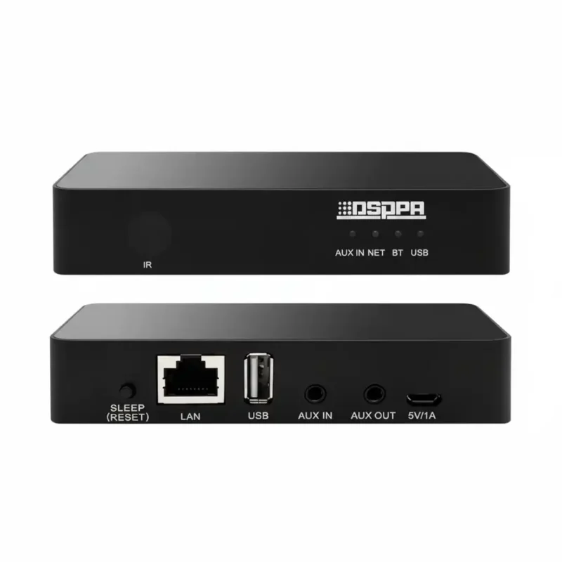 dsppa-dw01-wifi-audio-streamer-front-panel-and-back panel